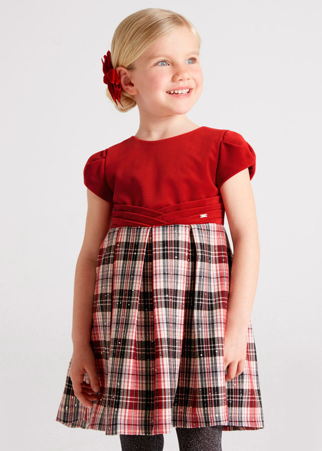 Red check cheap girls dress