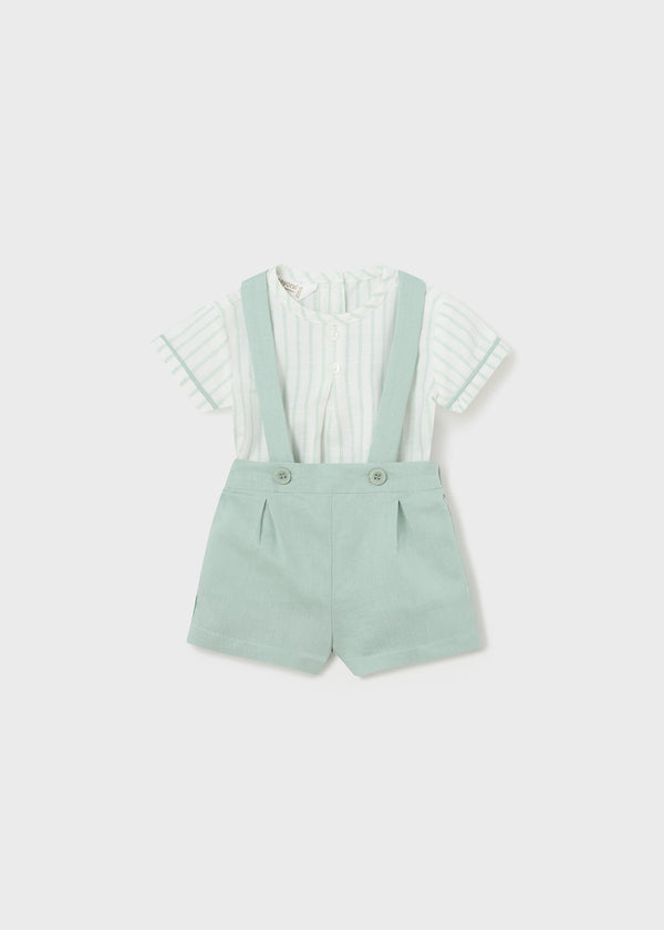 1217 - Shorts with suspenders set for newborn boy - Lagoon