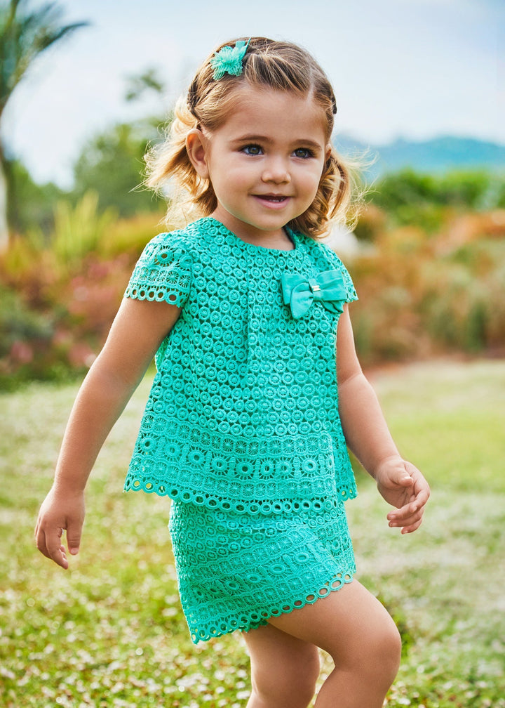 Mayoral Crochet Short Set for girls in agate color.
