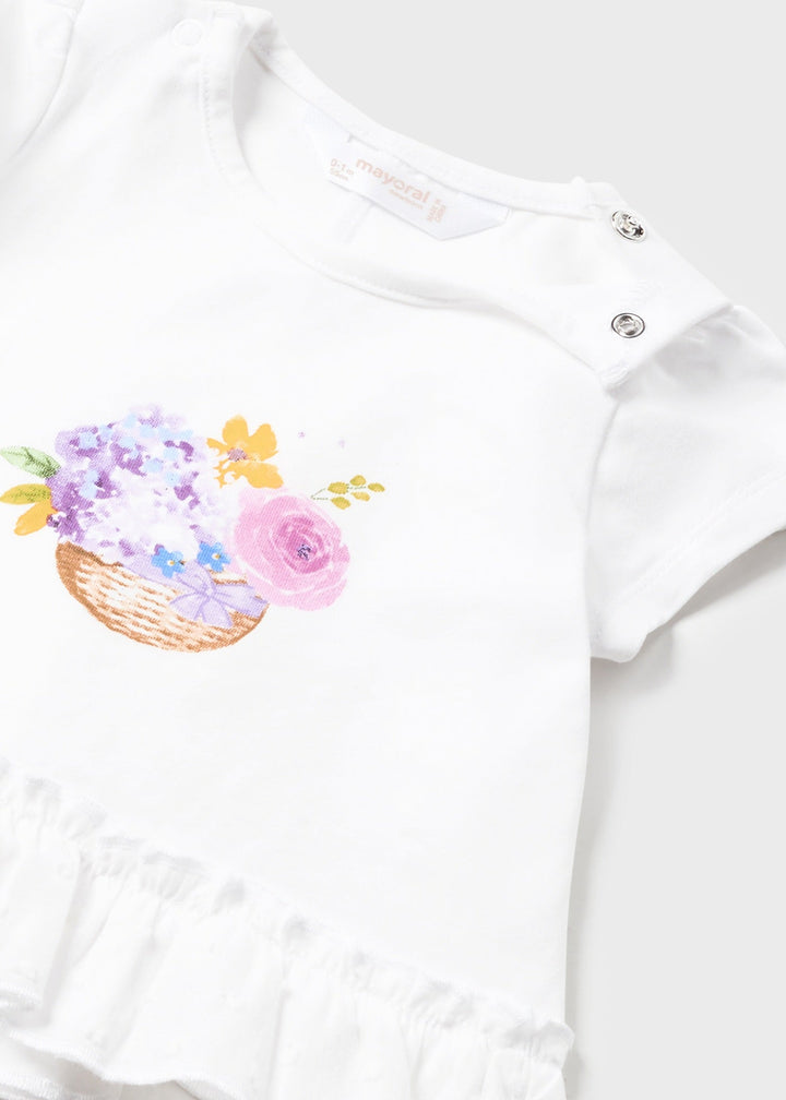 Mayoral 2 T-Shirts with Leggings Set in lullaby rose for newborns.