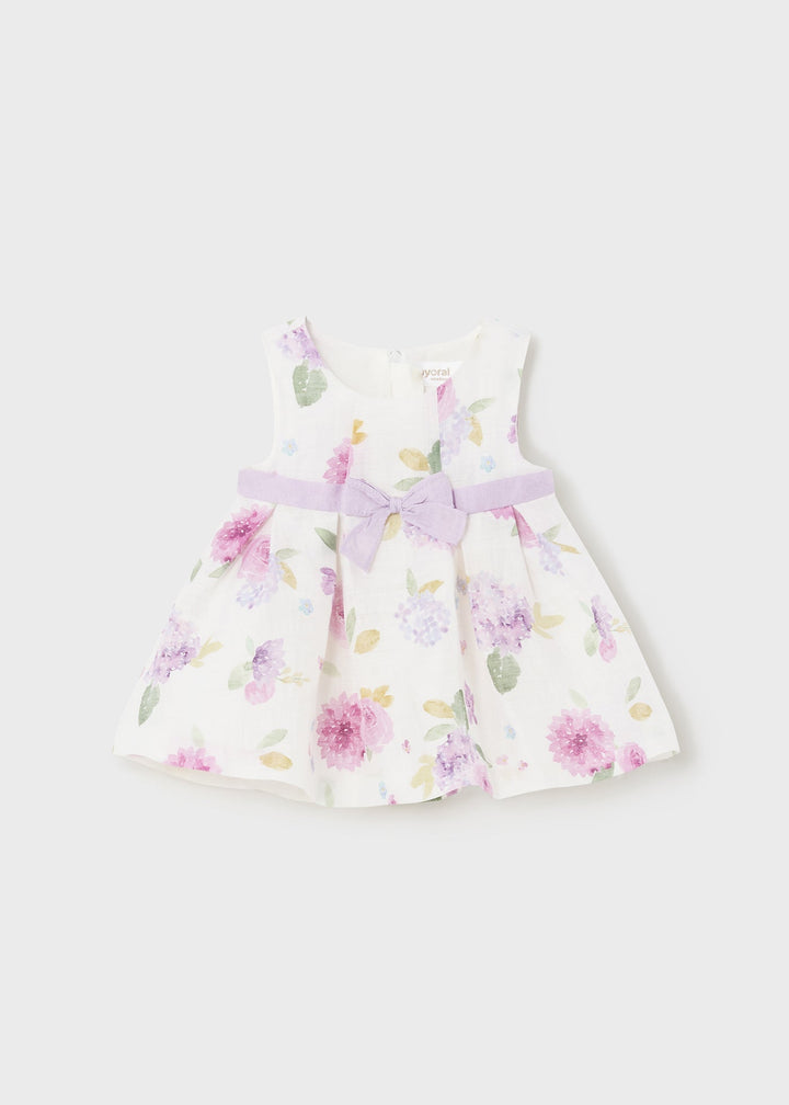Mayoral Printed Dress in lullaby rose for newborn baby girls.