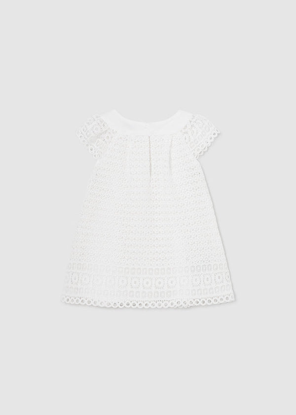 Mayoral Embroidered Dress in white for girls.