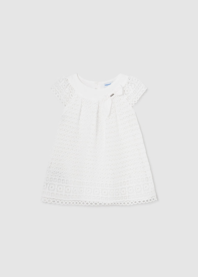 Mayoral Embroidered Dress in white for girls.