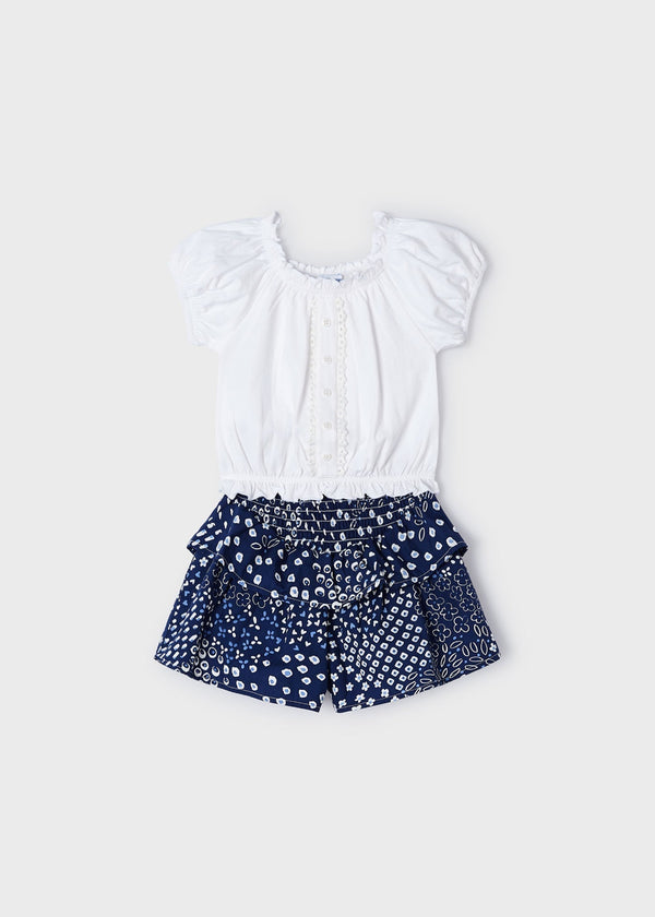 Ink-Colored Mayoral Flutter Shorts Set for Girls - Playful and Chic at Kids Chic.