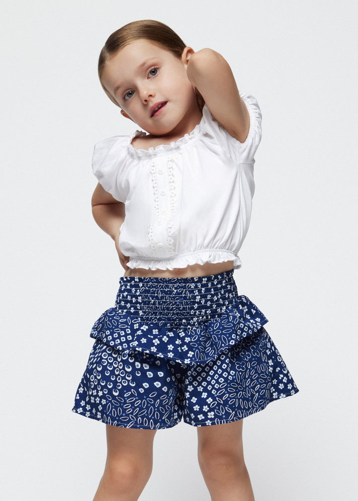 Ink-Colored Mayoral Flutter Shorts Set for Girls - Playful and Chic at Kids Chic.