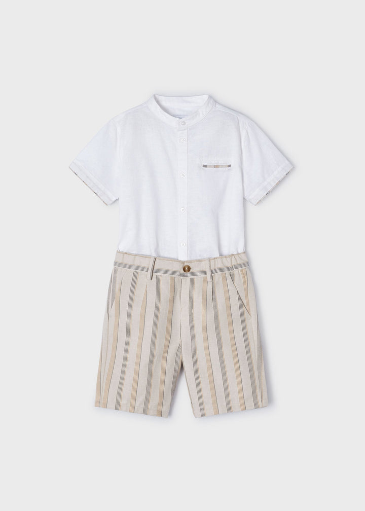 Linen suiting bermuda set for boy- Mayoral kids clothing - Summer collection