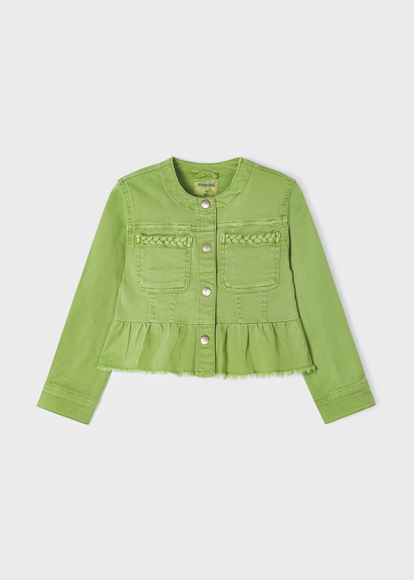 Apple Green Mayoral Twill Jacket for Girls - Vibrant and Stylish at Kids Chic.