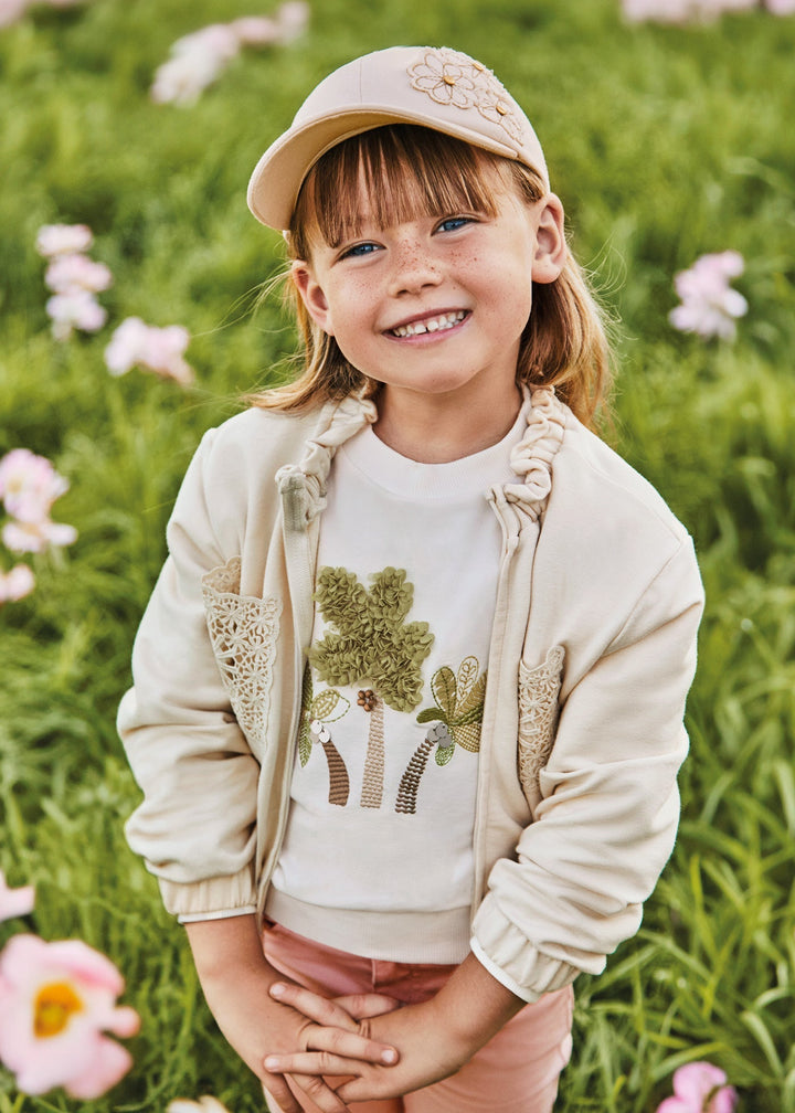 Almond Mayoral Hoodie for Baby Girls - Cozy and Cute at Kids Chic.
