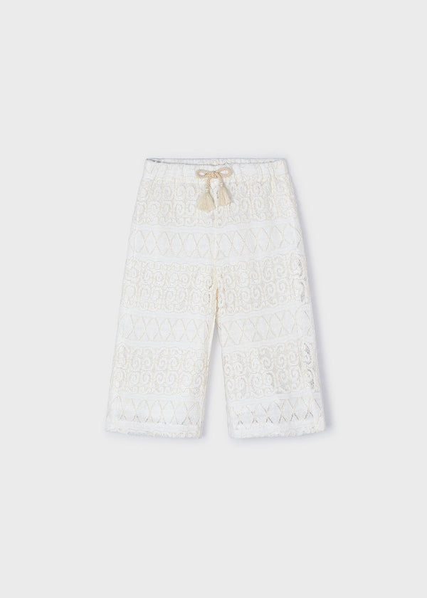 Natural Lace Pants by Mayoral for Girls - Delicate and Fashionable at Kids Chic.