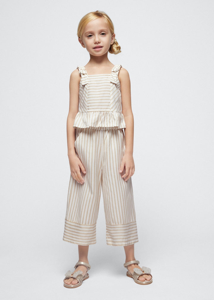 3539 - Stripes long trousers for girl - Beige - Kids Chic