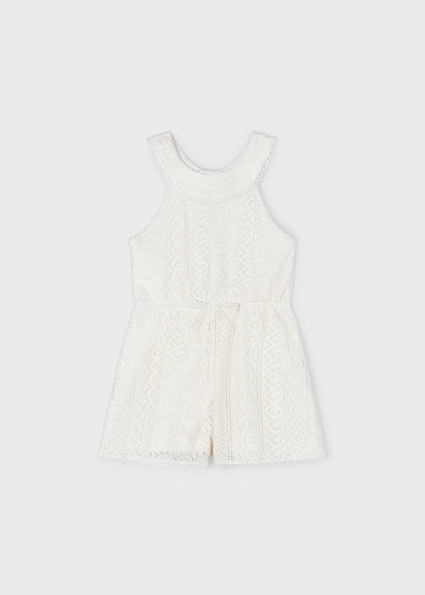Chickpea Guipure Romper by Mayoral for Babies - Elegance in Detail at Kids Chic.