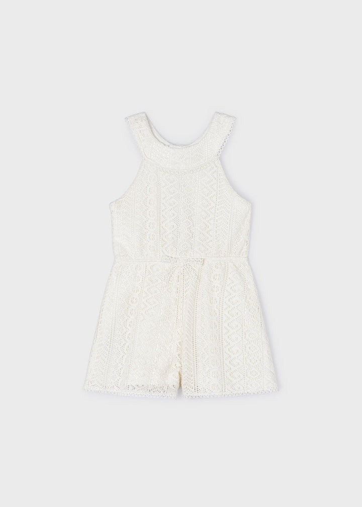 Chickpea Guipure Romper by Mayoral for Babies - Elegance in Detail at Kids Chic.