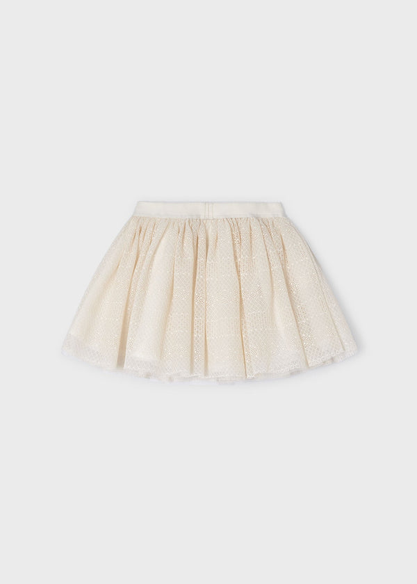 Elegant Almond Tulle Skirt by Mayoral for Girls - Perfect for Special Occasions at Kids Chic.