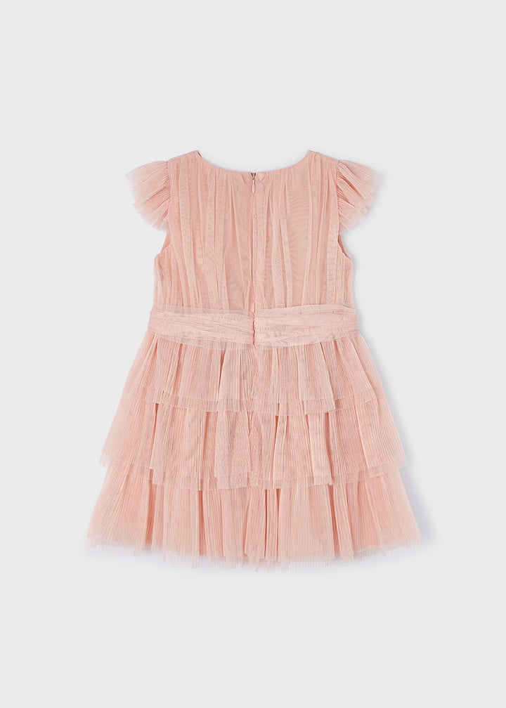 3912 - Pleated tulle dress for girl - Rose - Kids Chic