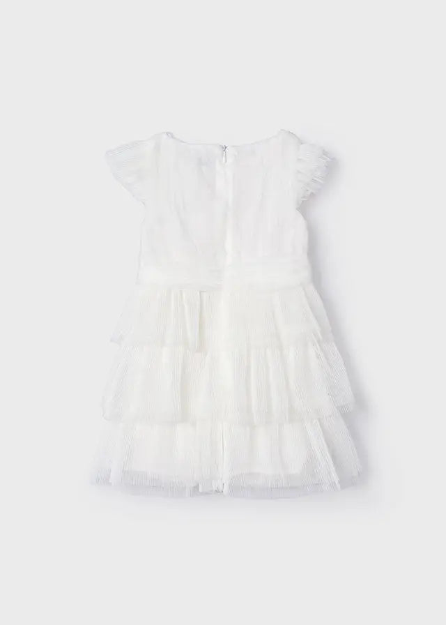 3912 - Pleated tulle dress for girl - White Mayoral