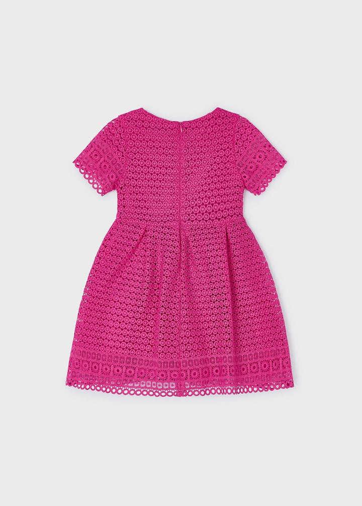 Vibrant Fuchsia Embroidered Dress by Mayoral for Girls - Standout Style at Kids Chic.