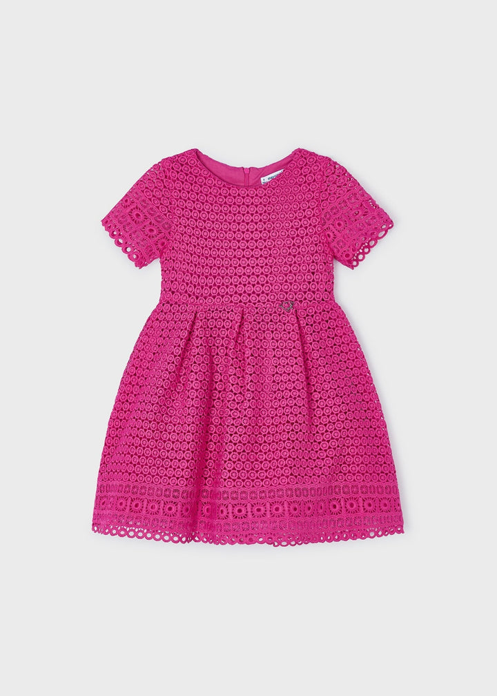 3918 - Embroidered dress for girl - Fuchsia - Kids Chic