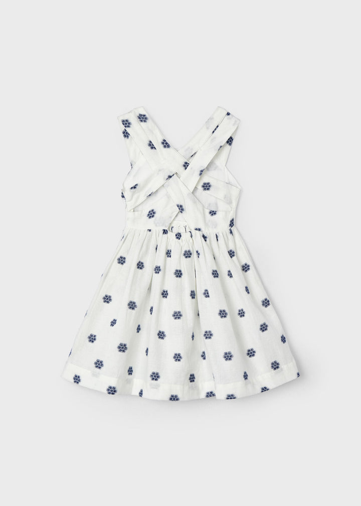 3922 - Jacquard flower dress for girl - White - Kids Chic