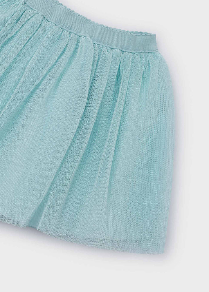 Mayoral Tulle Skirt Set  Anise - "Girls' anise green tulle skirt set with glittery top and layered tulle skirt by Mayoral.