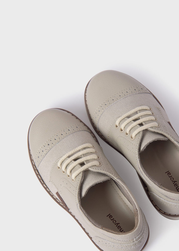 Soft Beige Oxford Shoes by Mayoral for Babies - Perfect for Special Occasions at Kids Chic.