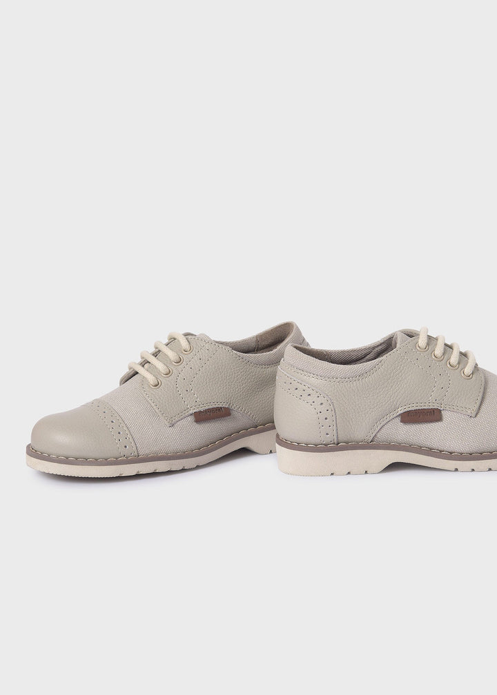 Soft Beige Oxford Shoes by Mayoral for Babies - Perfect for Special Occasions at Kids Chic.