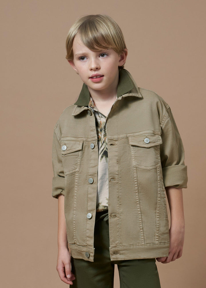Trendy Mayoral Denim Jacket in Camel for Boys - Durable Outdoor Wear at Kids Chic.