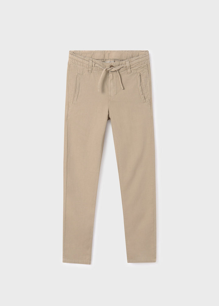 Boys' Mayoral Linen Pants in Camel - Comfortable and Stylish Bottoms at Kids Chic.