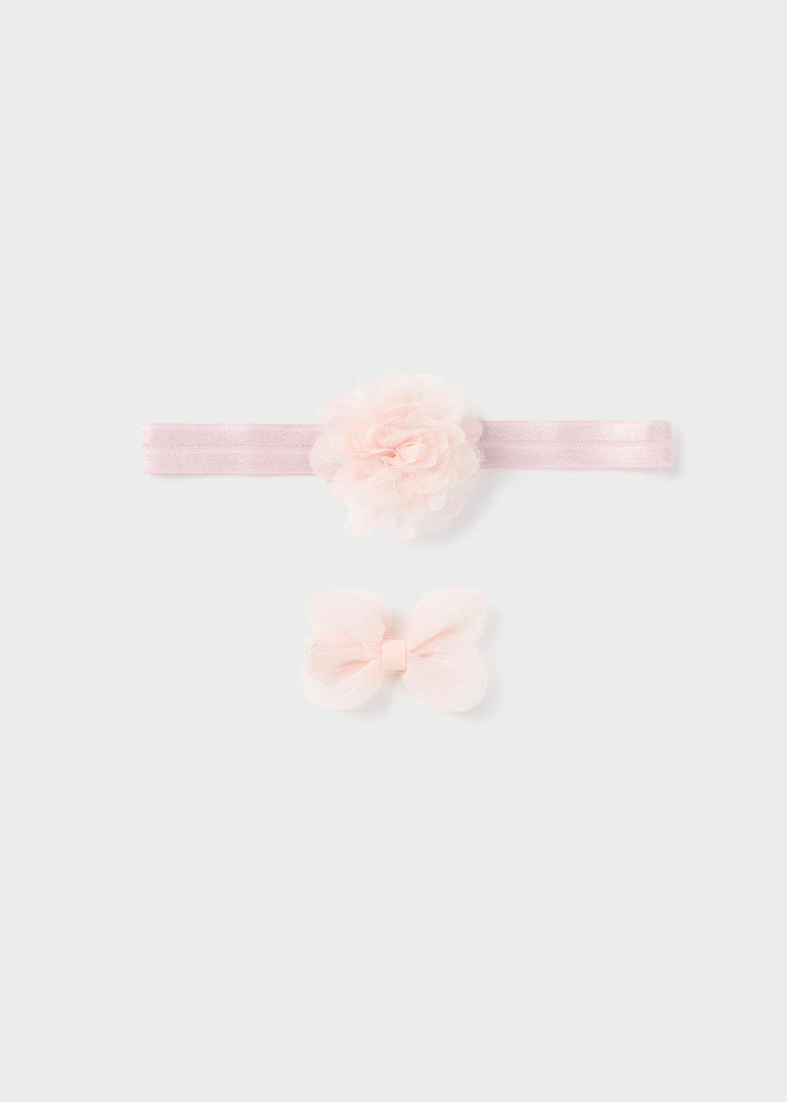 9727 - Headband & clip set for newborn girl - Nude - Kids Chic