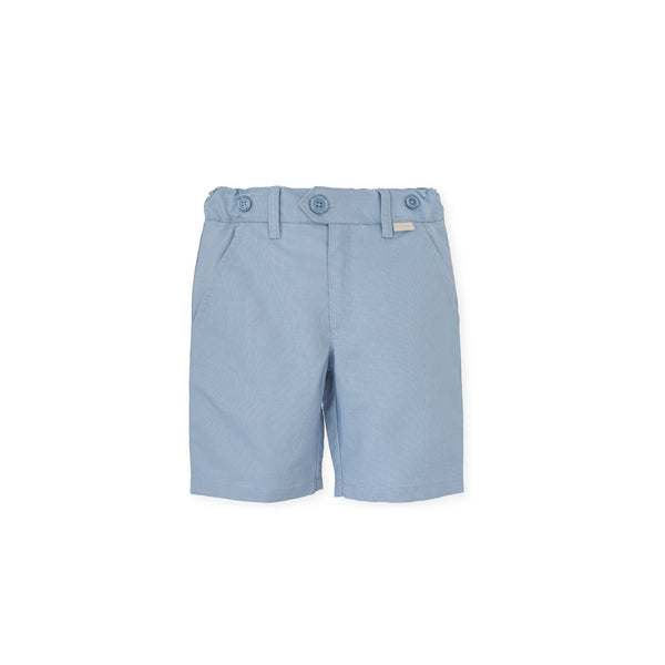 Ceramic-colored Aikido woven Bermuda shorts, offering a stylish and comfortable option for kids' summer adventures.
