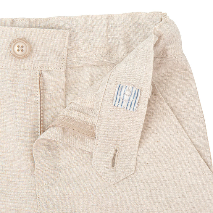 Light sand Aikido woven trousers for kids, featuring a comfortable fit and a versatile design for summer elegance.