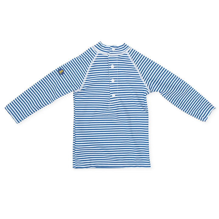 A casual yet stylish knitted T-shirt in atlantic blue from Tutto Piccolo, featuring a relaxed fit and a subtle design, ideal for versatile summer wear for children.