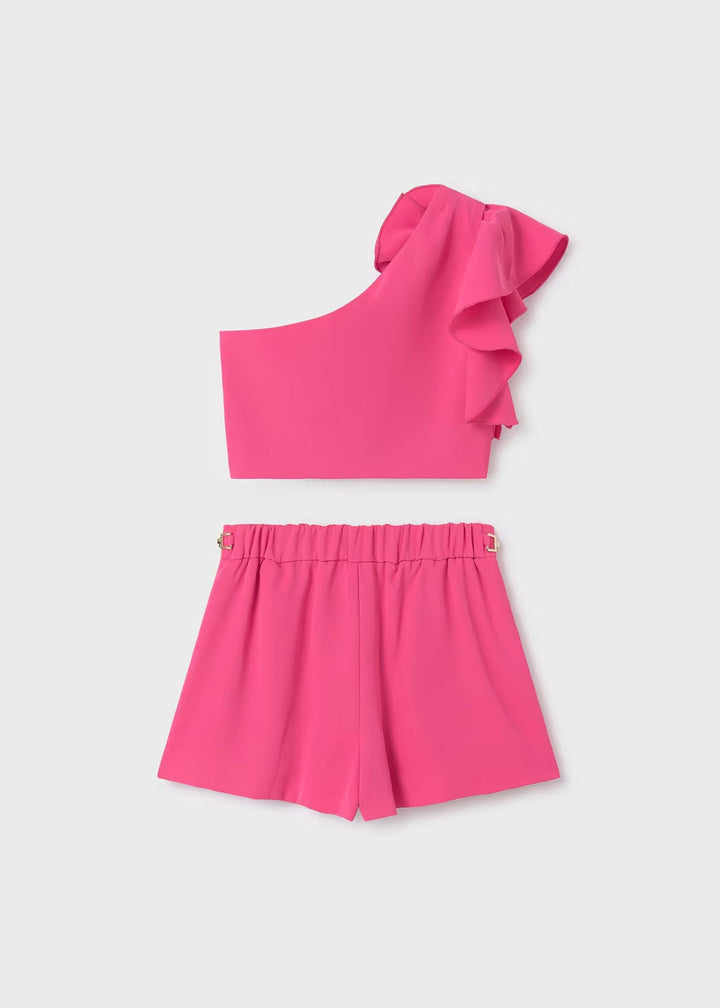 Fluid crepe shorts set - Fuchsia - Kids Chic