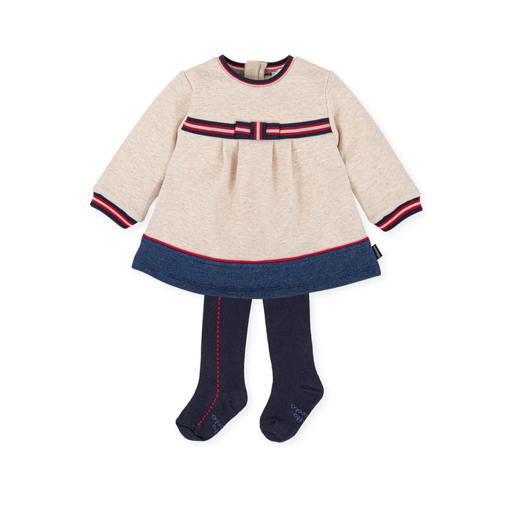 Girl Dress with Tights - Sand Tutto Piccolo