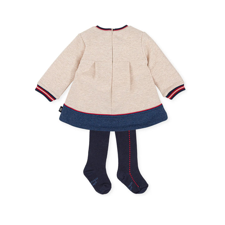 Girl Dress with Tights - Sand Tutto Piccolo