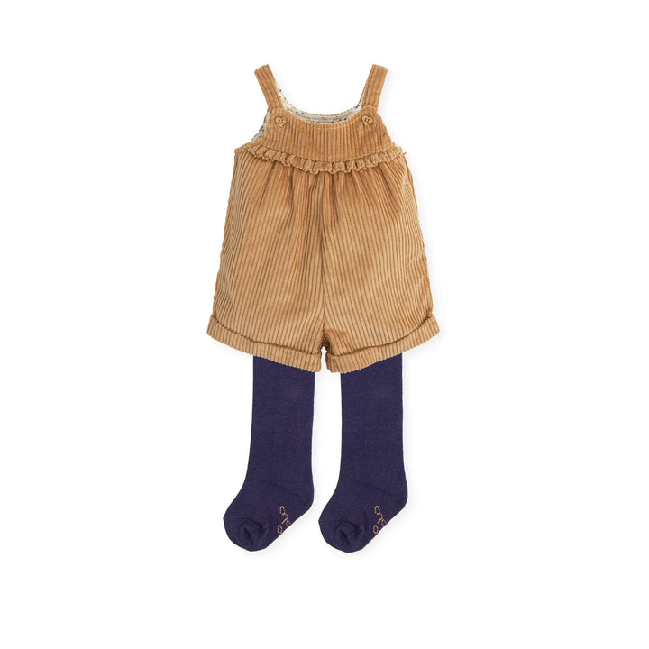 Girl Dungaree with tights - Marron Tutto Piccolo