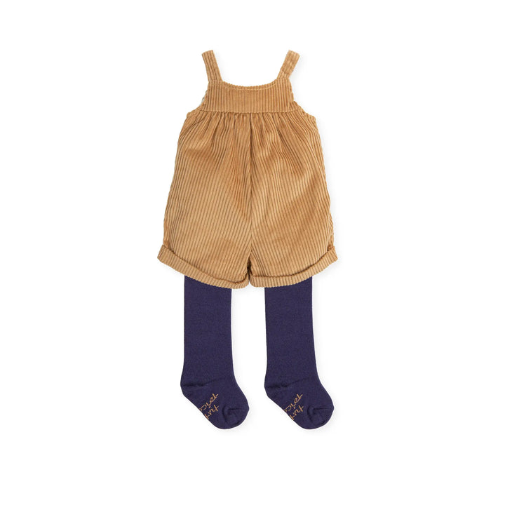 Girl Dungaree with tights - Marron Tutto Piccolo