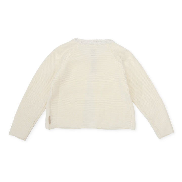 Chemical white Kendo knitted jacket for children, combining warmth and style with a soft, textured design.