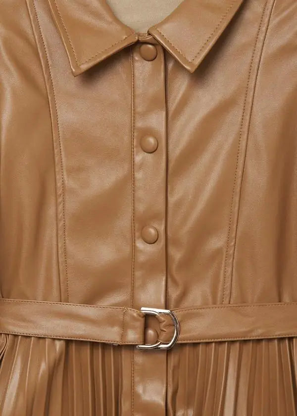 Leather dress for teen girl - Coffee Mayoral