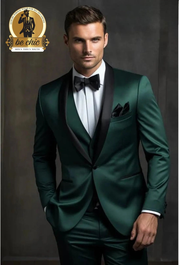 Men Dark Green classic tuxedo of 6 pieces. | 🧵Proudly designed in Italy Prince Kyle