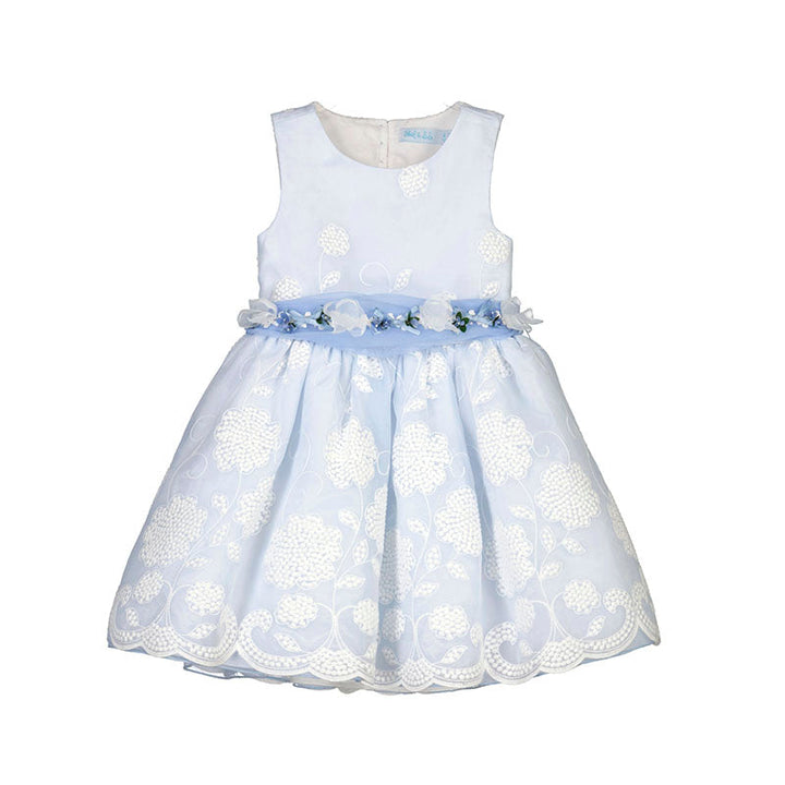 Organza embroidered dress - Sky blue - Kids Chic