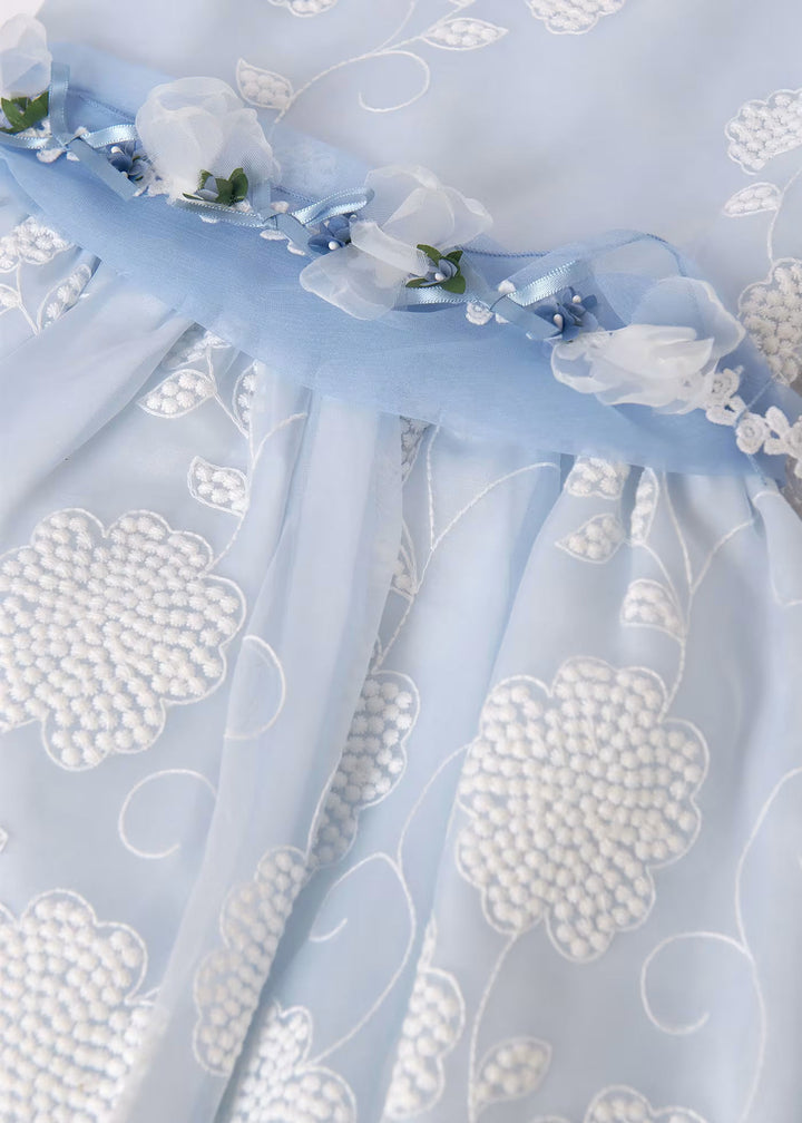 Organza embroidered dress - Sky blue - Kids Chic