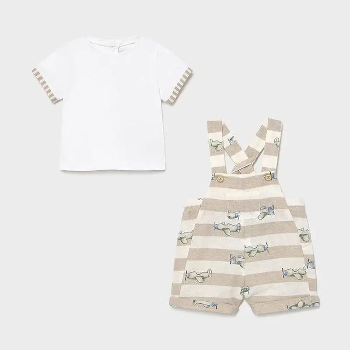 Overall And T-shirt Set for Newborn Boy Linen Mayoral