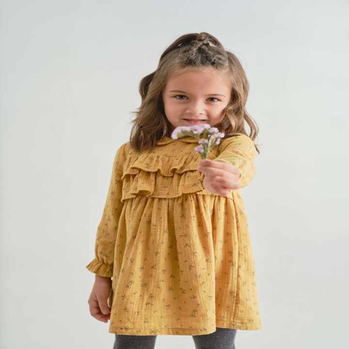 Girl E.Ldta. Pop Dress-Mustard Tutto Piccolo
