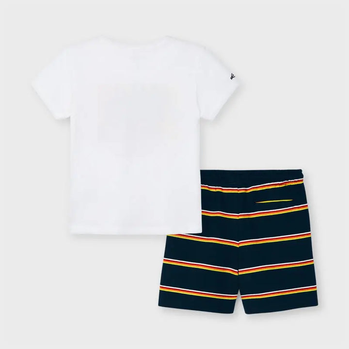 Striped Shorts Set for Boy White Mayoral