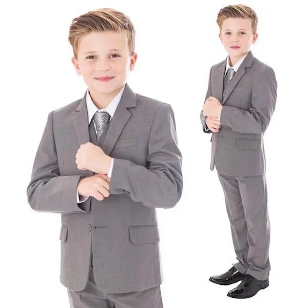 Stylish Grey 3-Piece Boys Suit at Kids Chic Collection