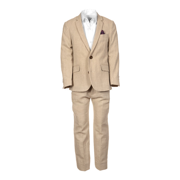 2 pieces suit set for Boys - Khaki Herringbone App Man