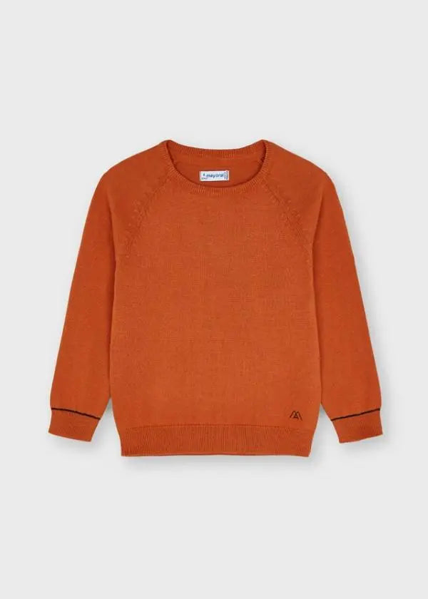 Basic cotton sweater w/round for boy - Orange Mayoral