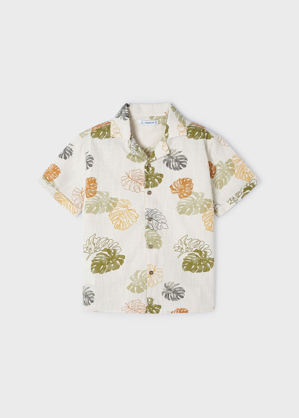 3114 - S/s buttondown shirt for boy - Iguana grn