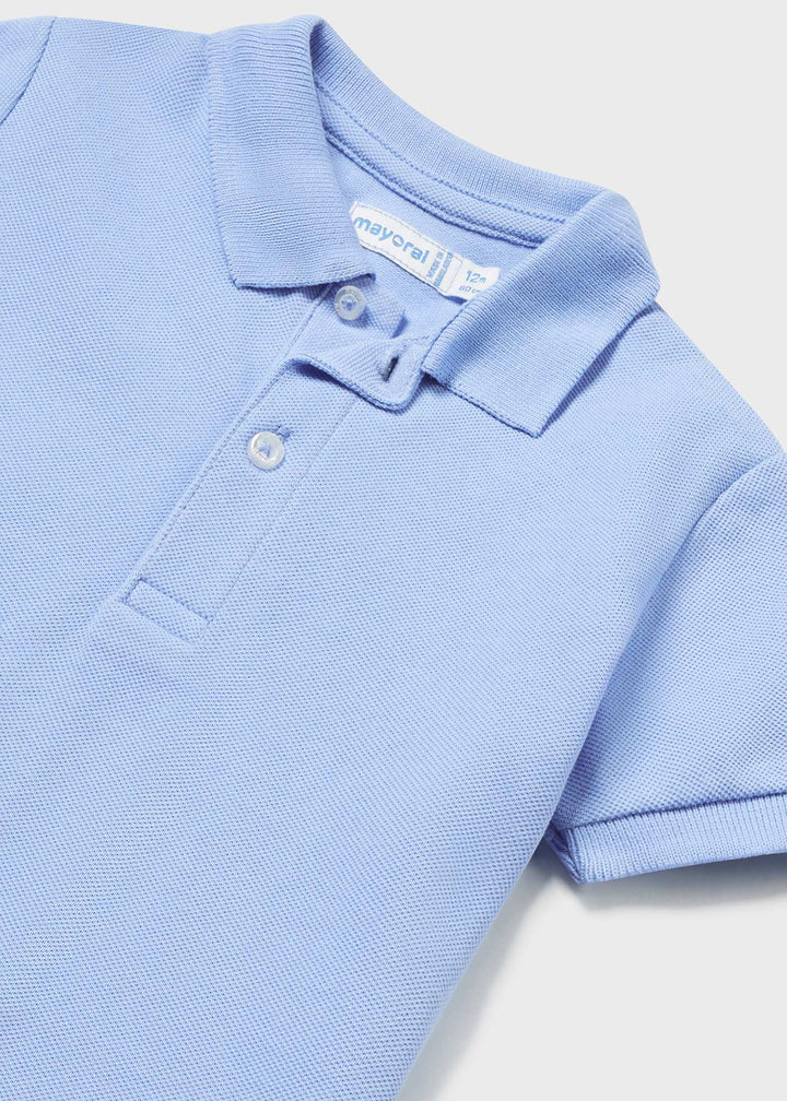 Mayoral Basic SS Polo Ocean - "Boys' ocean blue short-sleeve polo shirt with ribbed collar and sleeve ends by Mayoral.