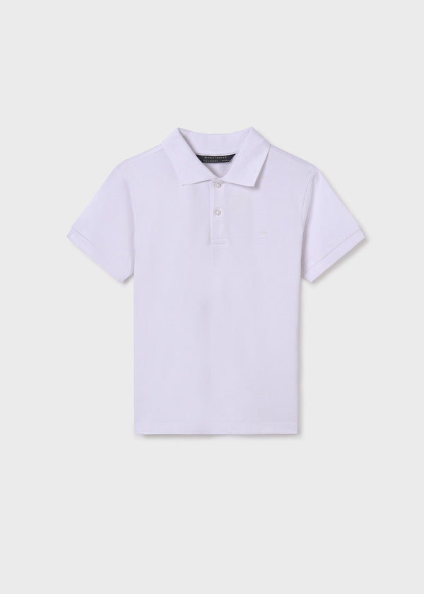 Mayoral Basic Short Sleeve Polo in White for Boys - Front View at Kids Chic.